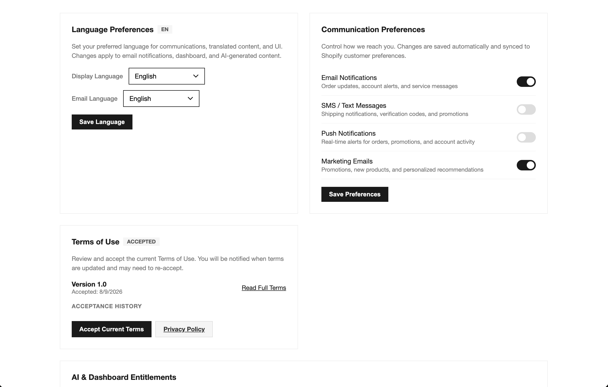 Data Redaction · Privacy Center — sign in to manage privacy settings and entitlements